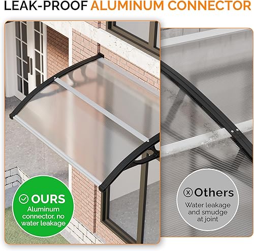 Miniatura 4 de VINGLI - Toldo para ventana, cubierta de policarbonato moderna para puerta delantera al aire libre, patio, 100% protección UV, lluvia, nieve, sol