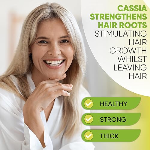 Miniatura 5 de Davis Finest Polvo orgánico de Cassia Obovata de 8.82 oz  Tinte de cabello rubio dorado con henna neutra, acondicionador y brillo natural, añade