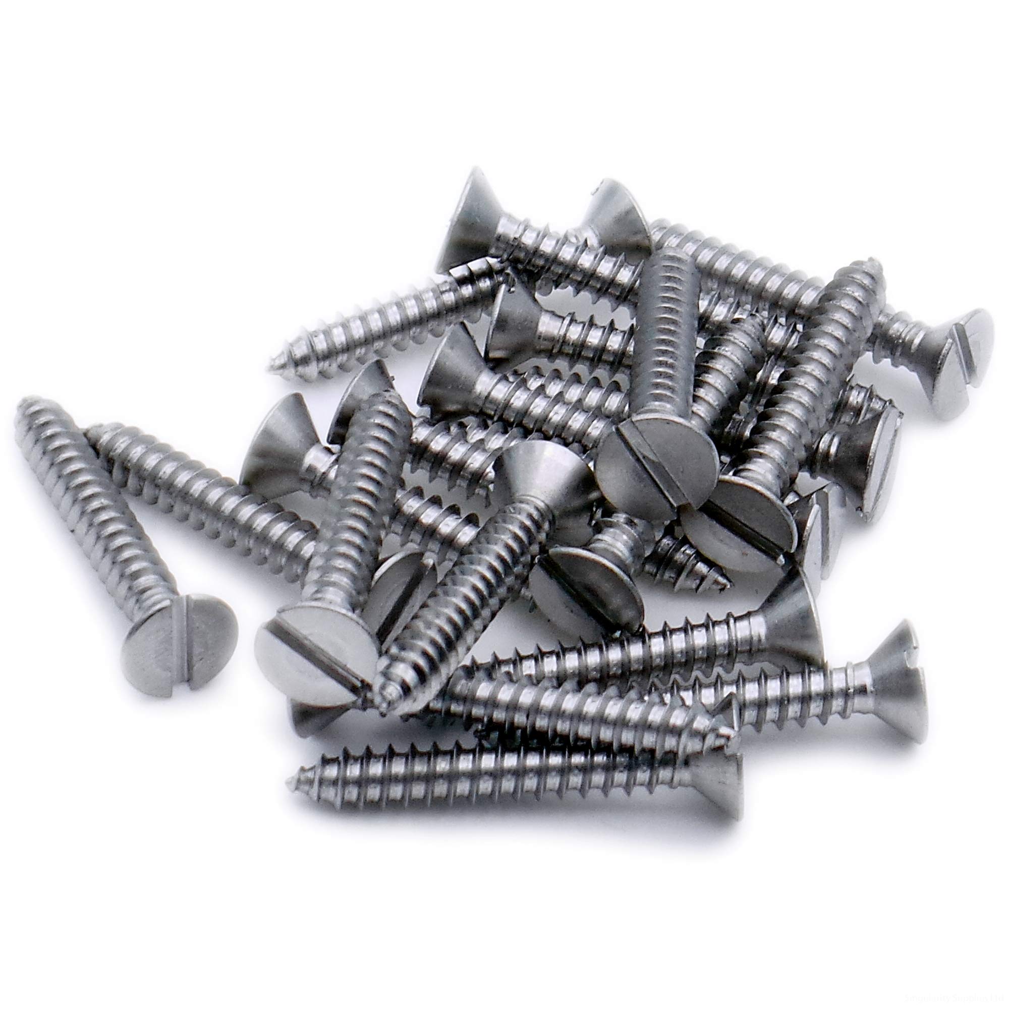 Singularity Supplies No.10 X 1.5 (4.8Mm X 38Mm) Slot Countersunk Self-Tapping Screw - Stainless Steel (A2) (Pack Of 20)