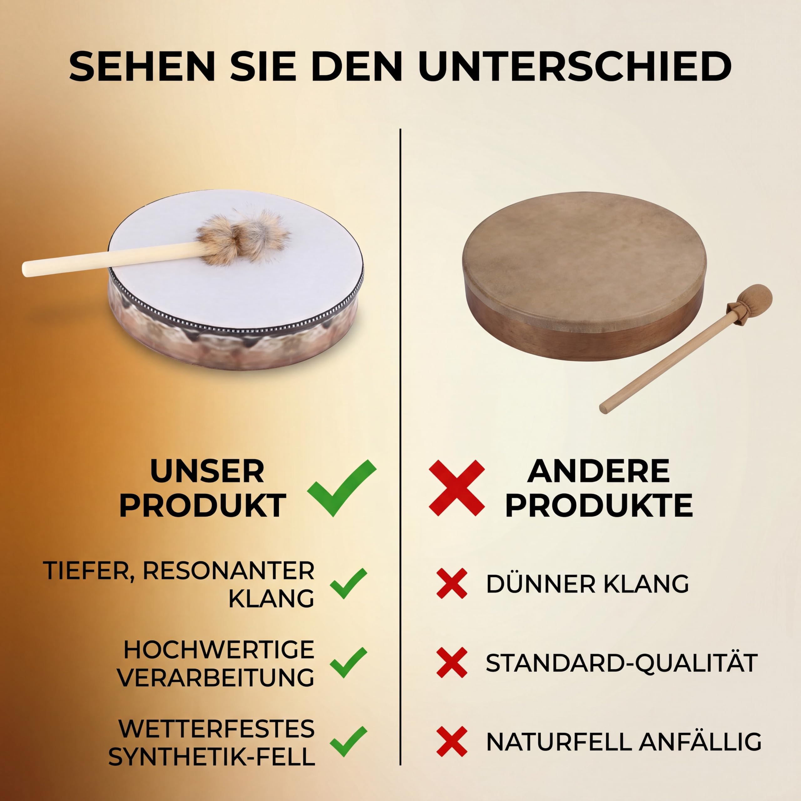 Dekorative Handtrommel f¨¹r Home Office Deko Sammlung mit Trommelstick ¨C Traditionelle Trommel f¨¹r Wohnzimmer B¨¹ro Raumdekoration (3)
