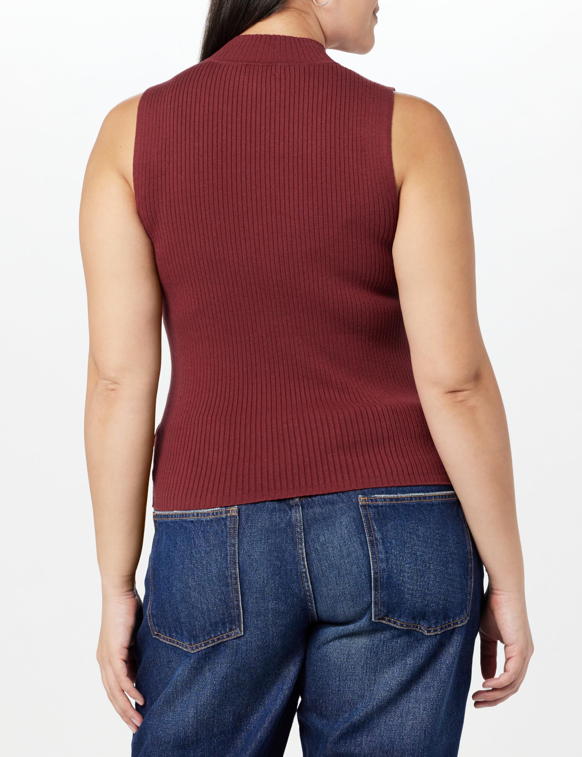 The Drop Women's Karolina Sleeveless Ribbed Mock-Neck Sweater