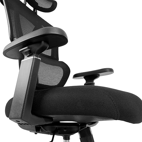 Miniatura 4 de TAKE UR SEAT Silla de oficina ergonómica de malla ejecutiva, juegos, lectura, reunión de negocios, reposacabezas ajustable, soporte lumbar,