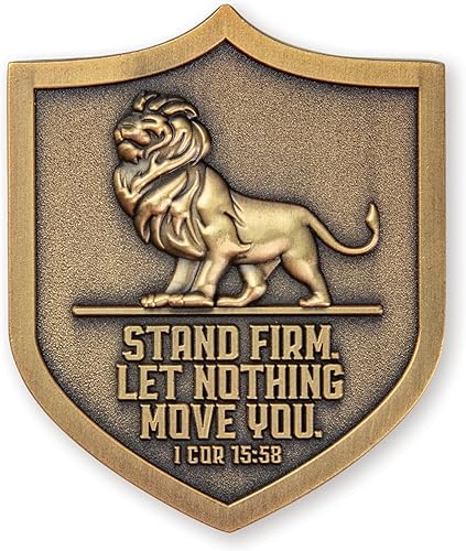 Miniatura 3 de Christian Lion Shield Challenge Coin  Fortaleza, fe y coraje  2 pulgadas, regalo cristiano para hombres o mujeres, jóvenes y todo