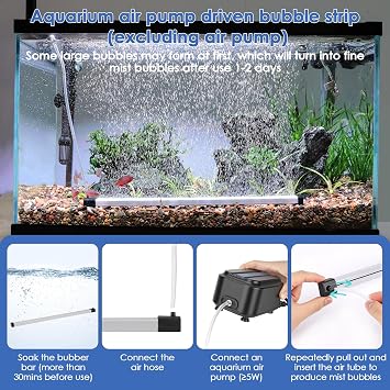 hygger Aquarium Bubble Strip, Nano Air Bubble Curtain Wall Aquarium, Quiet High Dissolved Oxygen Diffuser Fish Tank Bubbler Decorations Self-Sinking for Freshwater Saltwater (16.9 Inch)