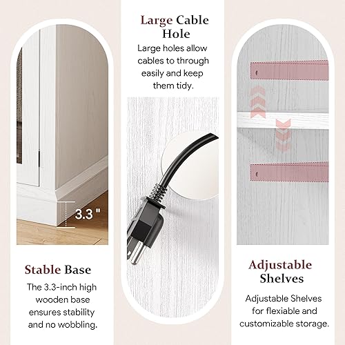 Miniatura 6 de MXV 70'' Fireplace TV Stand, Farmhouse Entertainment Center with 3 Sided Glass TV Stand, Modern Media Console Table with Storage Drawers & Cabinets