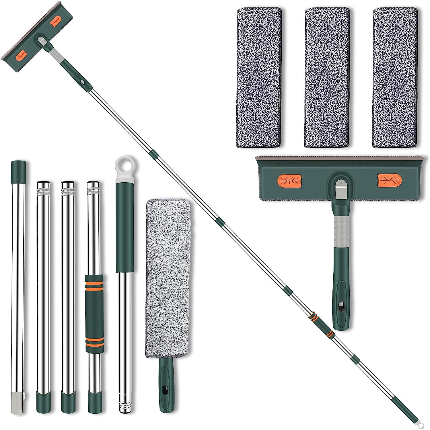 Glazenwasser met telescoopsteel 152 cm, 2 in 1 professionele ruitenwisserset met 2 microvezelpads, telescoopstang ruitenreiniging voor hoge ramen in de binnen- en buitenspiegel auto Glazenwasser met telescoopsteel 152 cm, 2 in 1 professionele ruitenwisserset met 2 microvezelpads, telescoopstang ruitenreiniging voor hoge ramen in de binnen- en buitenspiegel auto