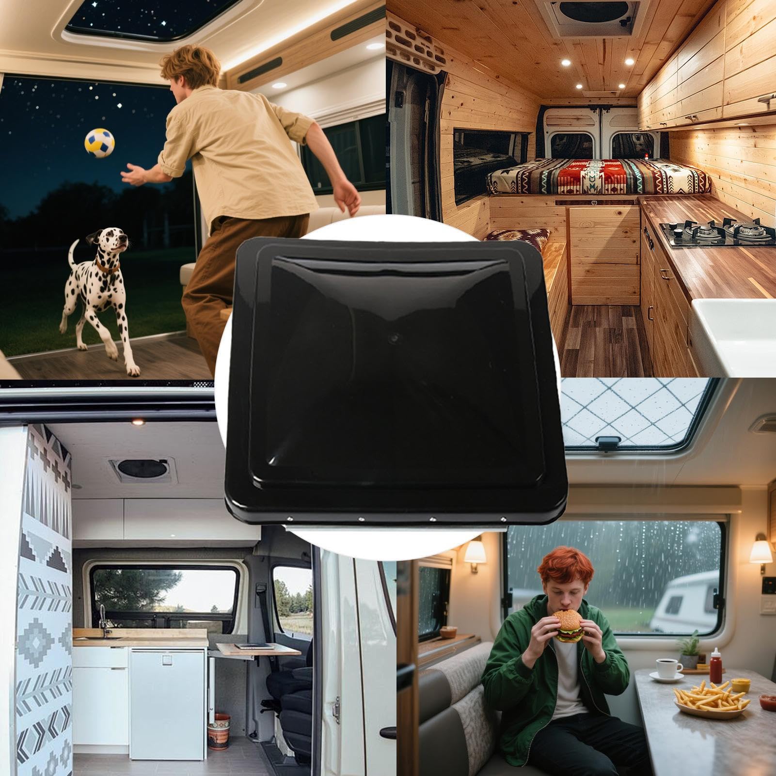 Ventilation de toit pour camping-car | Lucarne de van de voyage | Ventilation de toit résistante intempéries de 14 pouces pour conversion de van, camping-car, voyage