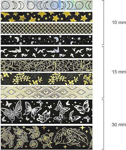 Miniatura 2 de allydrew Juego de caja decorativa de cinta washi de lámina dorada para artes y manualidades, álbumes de recortes, papelería, diario (10 rollos),