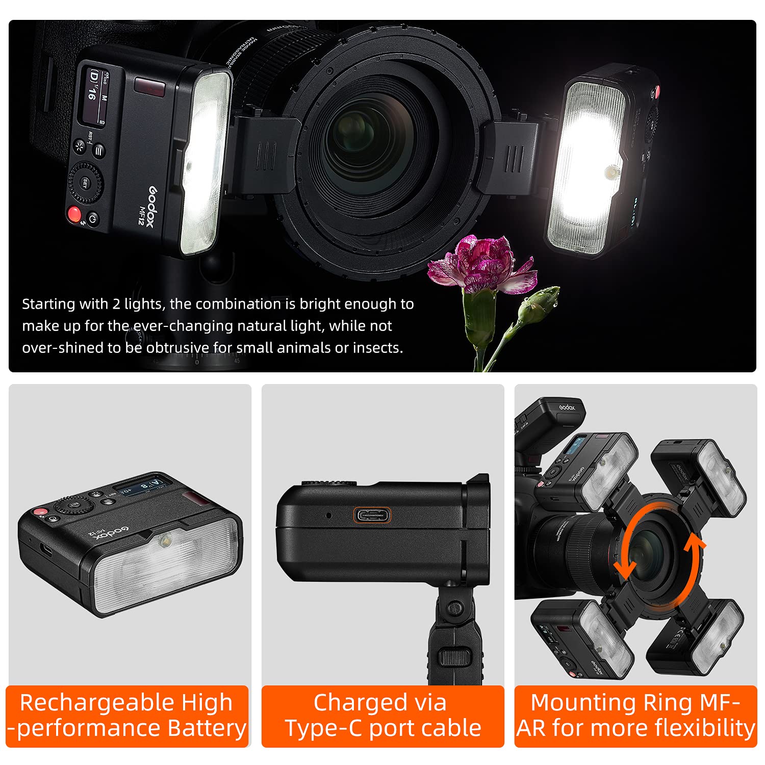 Amazon | GODOX MF12-K2 2ライトキットMF12マクロフラッシュGN16.1 10