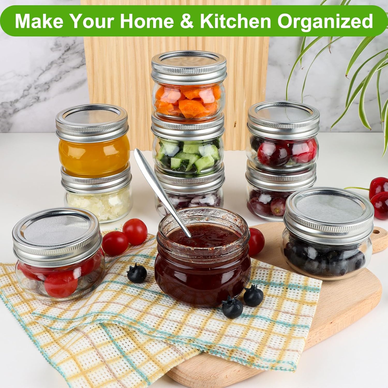 24 Pack 4 oz Mason Jars with Regular Lids and Bands, Small Canning Jars, Mini Glass Jars for Honey Jelly Jam Crafts - Image 7