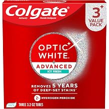 Colgate Optic White Advanced Hydrogen Peroxide Toothpaste, 3 Pack, 3.2 oz