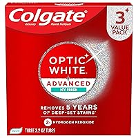 Vista 1 de Colgate Optic White Advanced - Paquete de pasta de dientes con peróxido de hidrógeno, pasta dental blanqueadora, fórmula de peróxido de hidrógeno
