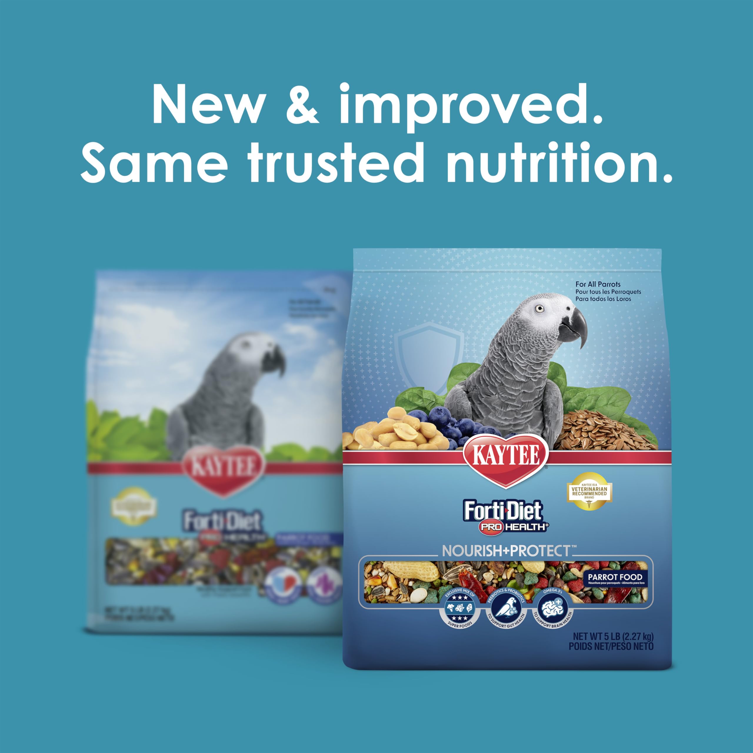 Kaytee Forti-Diet Pro Health Nourish+Protect Parrot Food, Comprehensive Nutrition Backed by Science, Digestive Health, Immune Support, 5 pounds