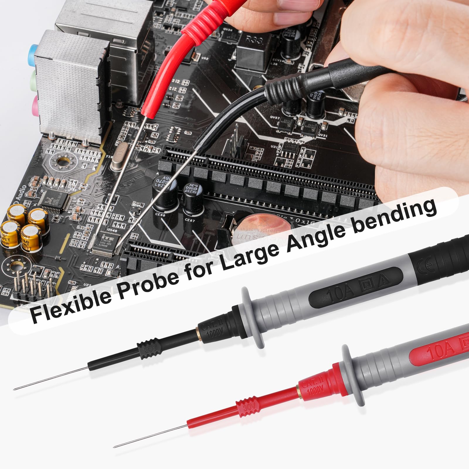 28 Pcs Multimeter Test Leads Kit with Replaceable Gold-Plated Multimeter Probes, Alligator Clips, Test Hooks,Back Probe Pins with Tool Bag — Amazon image 4