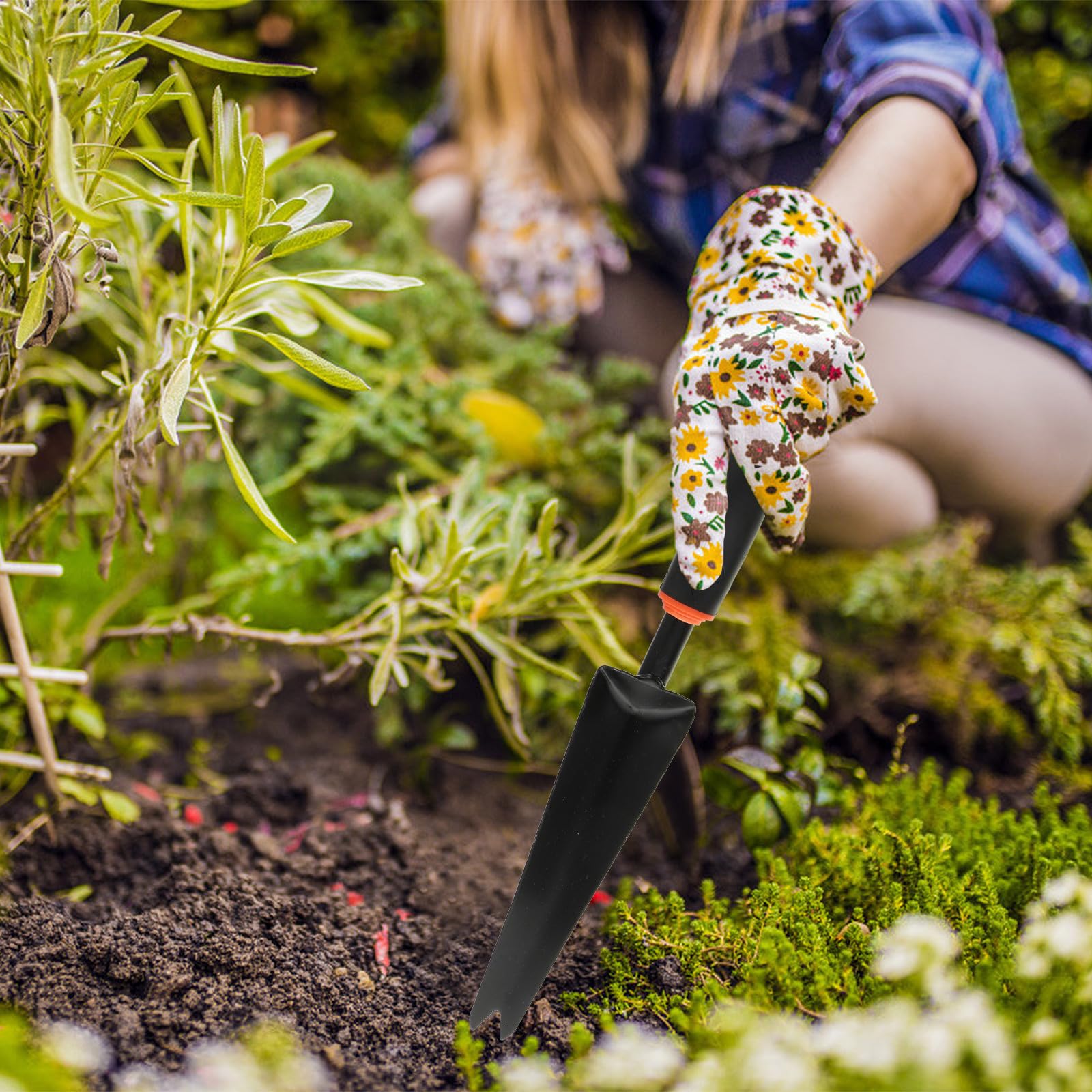 SEWACC 5 Stück Gartenschaufel mit Robustem Eisen und Schwarzem Vinylgriff Multifunktionale Umpflanzschaufel für Gartenarbeiten und Blumenläden