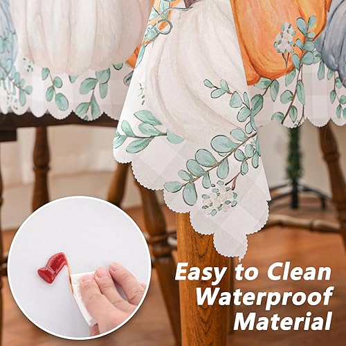 Miniatura 4 de Siilues Mantel de otoño de 60 x 104 pulgadas, decoración de otoño para el hogar, impermeable, decoración de otoño, decoración de temporada de Acción