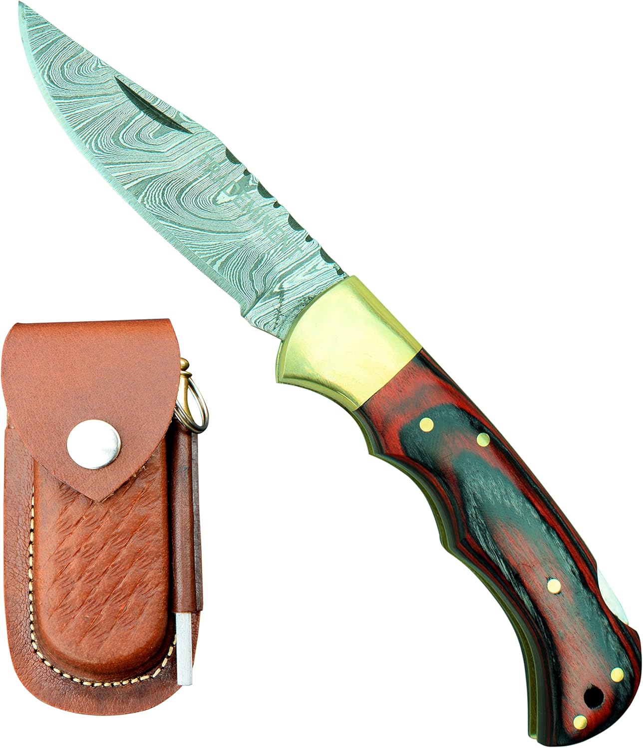 100 Handmade Damascus pocket knife & Knife Sharpener