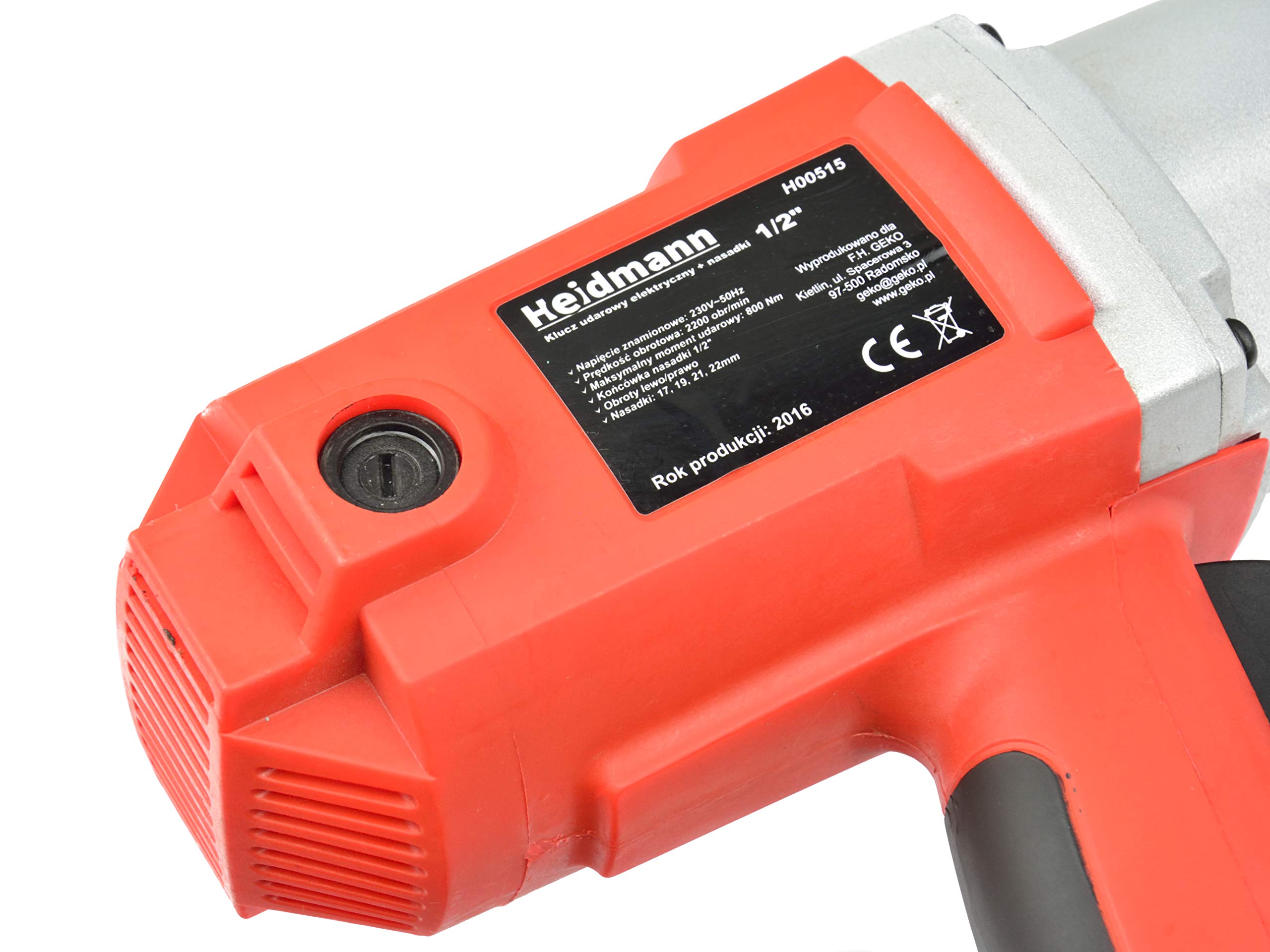 BSD Elektryczny klucz udarowy - wkrętarka udarowa, klucz udarowy 1/2" z 4 nasadkami - 2000 W, moment obrotowy: 800 Nm