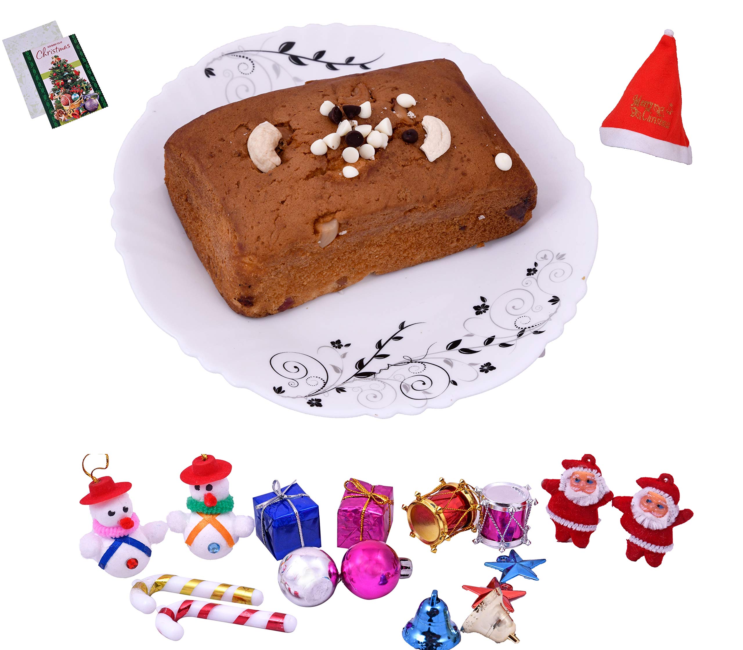 MANTOUSS Christmas Gift of Cake-Christmas Plum Cake(150gms) + Christmas Card + Santa Cap + Christmas Tree Decoration Set-image-18