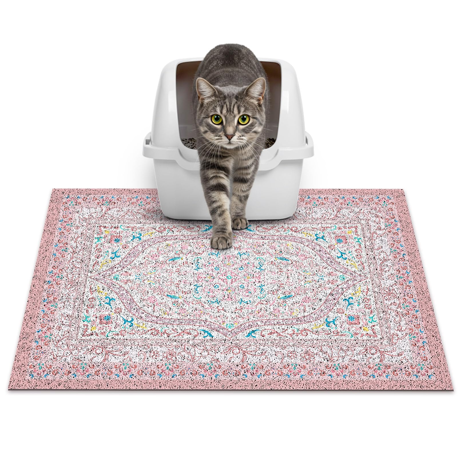Tapis de litière pour chat Glittme 61x38 cm tapis antidérapant lavable taille S