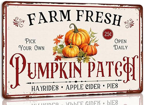 Generic Letrero de metal con diseño de calabaza fresca de granja, decoración de Halloween, bar, hogar, cocina, granja, vintage, decoración de pared,