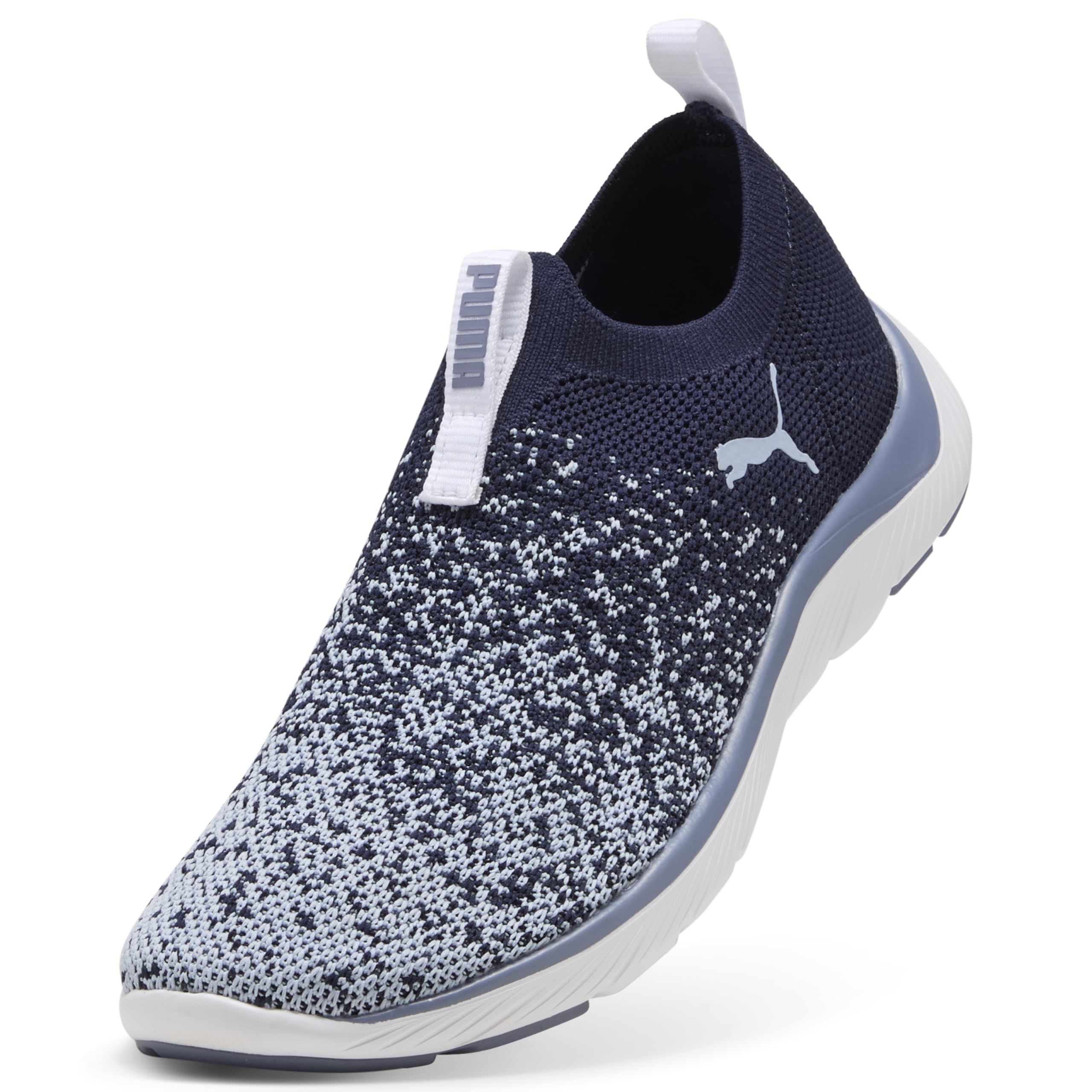 PUMA Damskie buty SOFTRIDE REMI Slip-ON Knit WN's Road Running Shoe, granatowe-Snow Mountain Niebiesko-szare niebo, 44 EU, Puma Granatowy śnieg góra niebieski szary niebo, 40.5 EU