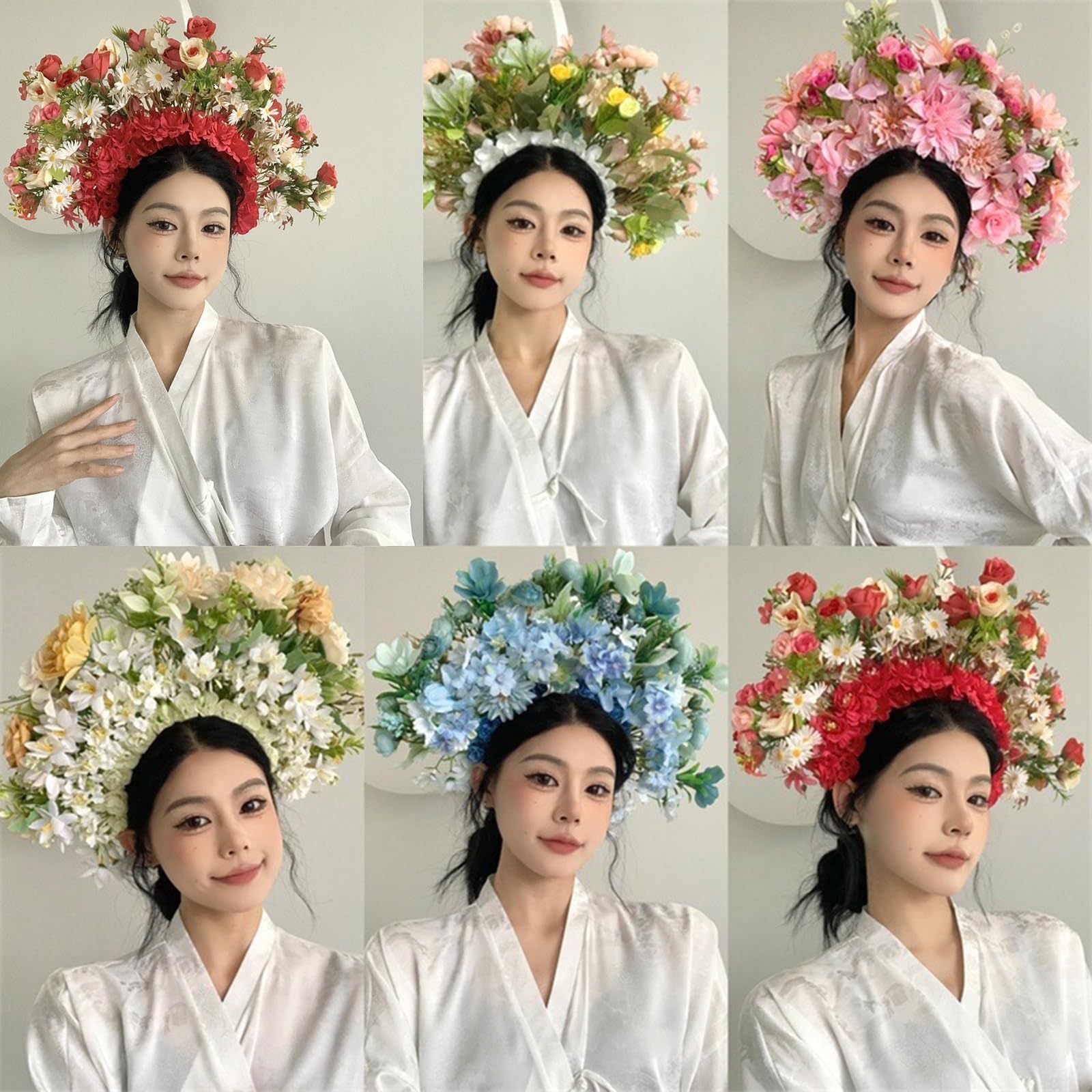 Blumenkrone für Hochzeit, Blumengirlanden, Krone, Haarkranz, Blumen Stirnbänder, Damen, Braut, Blumen Stirnbänder, großer Kranz