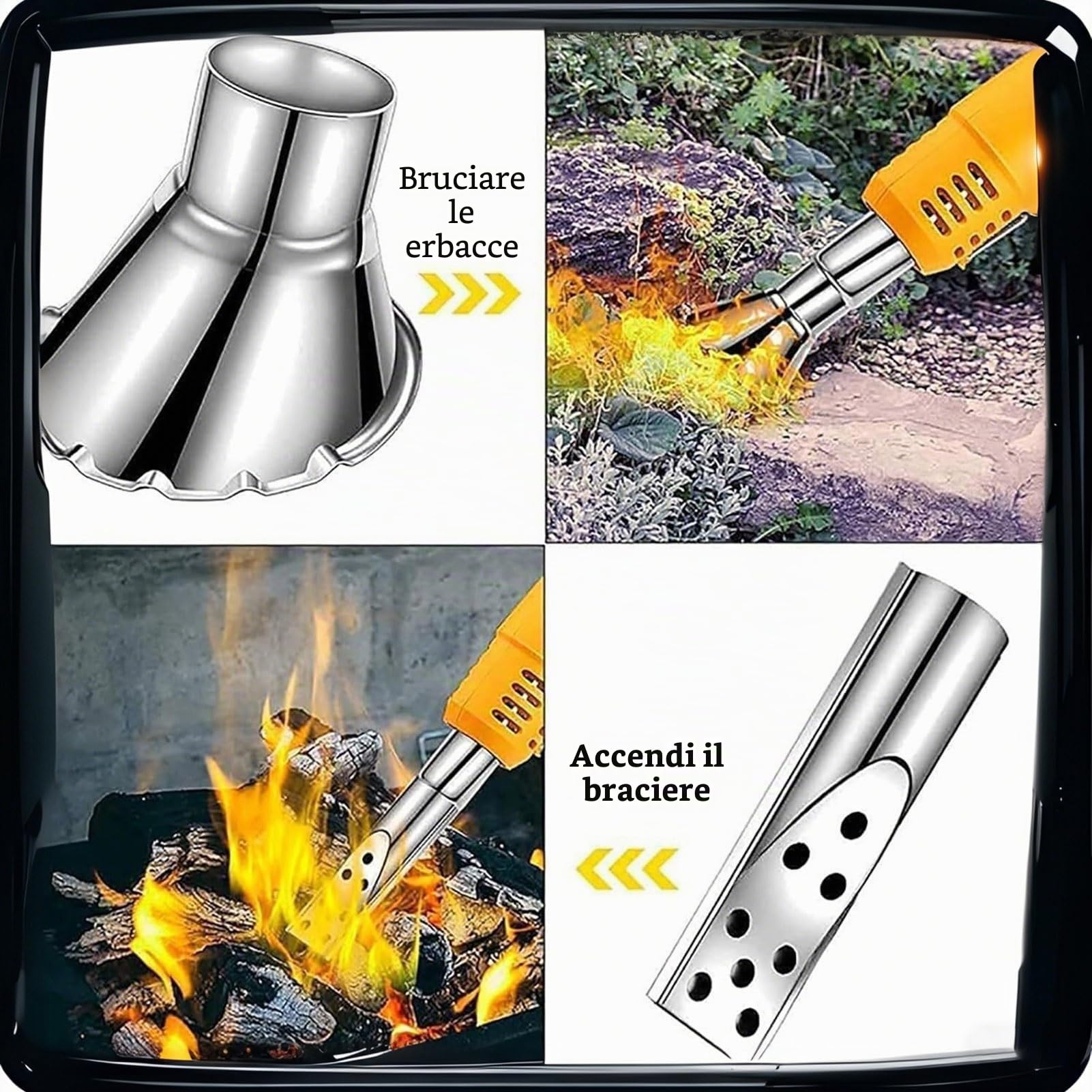 Bruciatore elettrico per erbacce, 2000 W, con 2 ugelli, calore 650 °C, cavo da 1,8 m per giardino, patio, vialetto