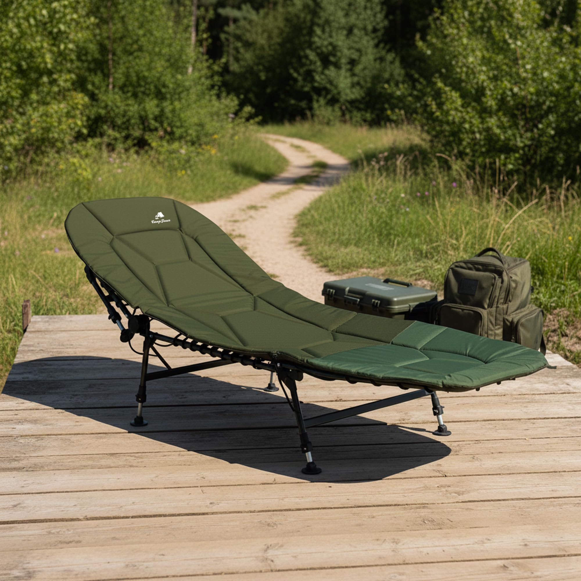 CampFeuer - Sedia da letto per pesca alla carpa, lettino da campeggio