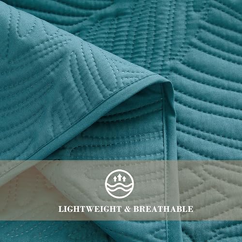Miniatura 5 de Exclusivo Mezcla Juego de ropa de cama de tamaño King, edredones ligeros de color verde azulado tamaño King para todas las estaciones, colcha de