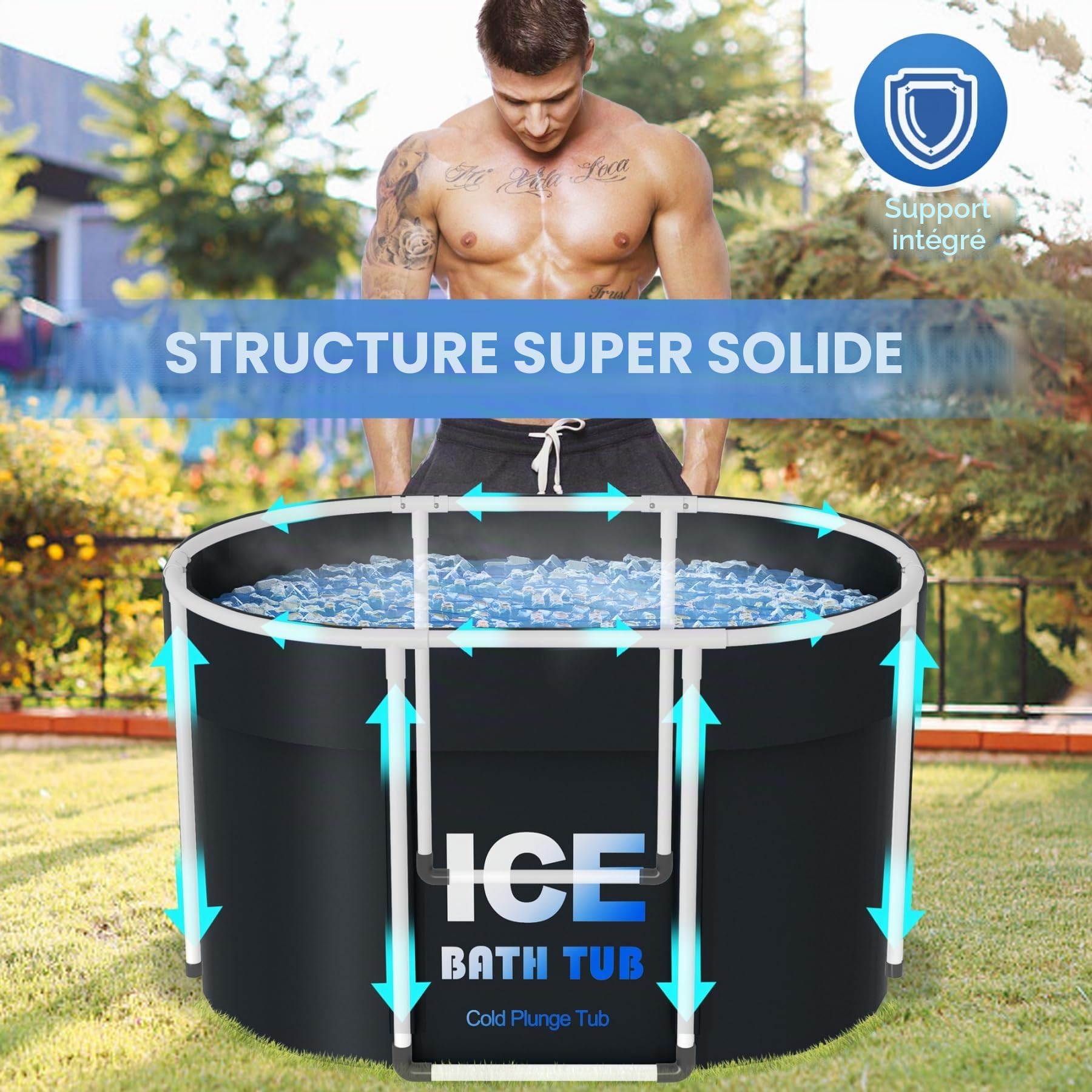 Baignoire à glace professionnelle pour adultes, Baignoire de récupération de thérapie au froid pour athlètes, Pour la maison, gym, 450 L et 105 cm long