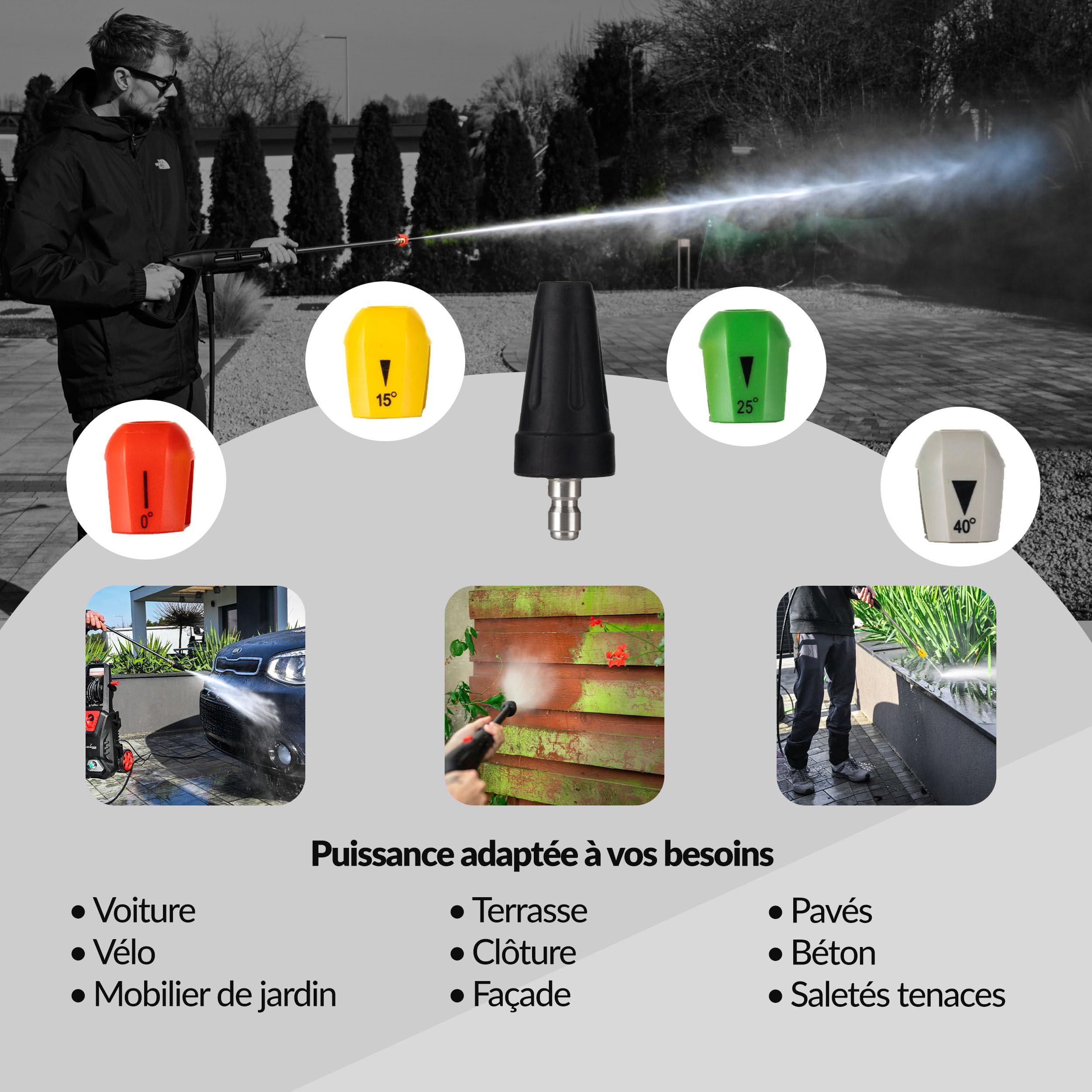 Lehmann Colorado Nettoyeur Haute Pression avec Moteur à Induction, 3000 W, Max. 260 Bar, Débit 492 l/h, Rayon d'action 17 m, Accessoires : Canon à Mousse, 4 Buses, Buse Turbo, Noir/Rouge