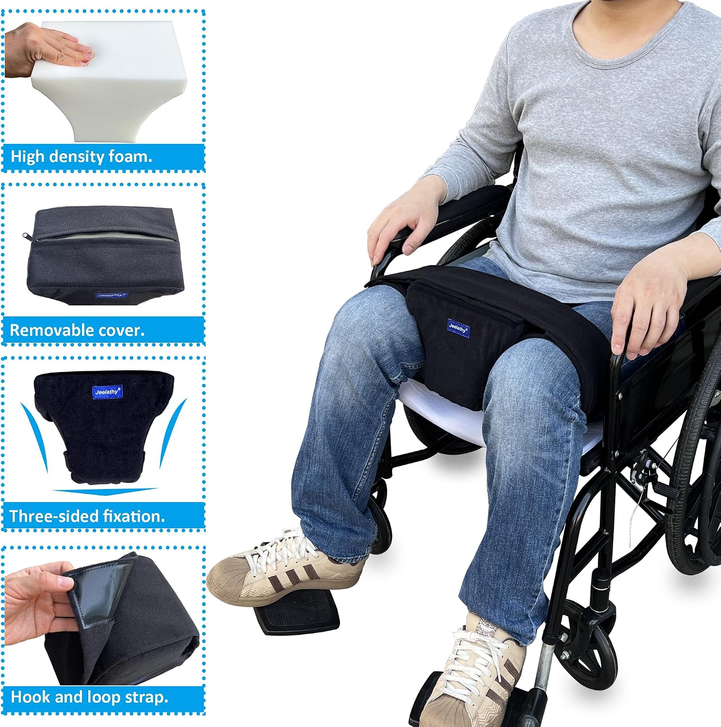 Knee Spreader Pillow Hip Abduction Wedge - Contoured Foam Block with Anti-slip Straps for Hip Replacement Surgery - Leg Separator for Sciatica Pain Relief & Spine Alignment While Sitting or Sleeping