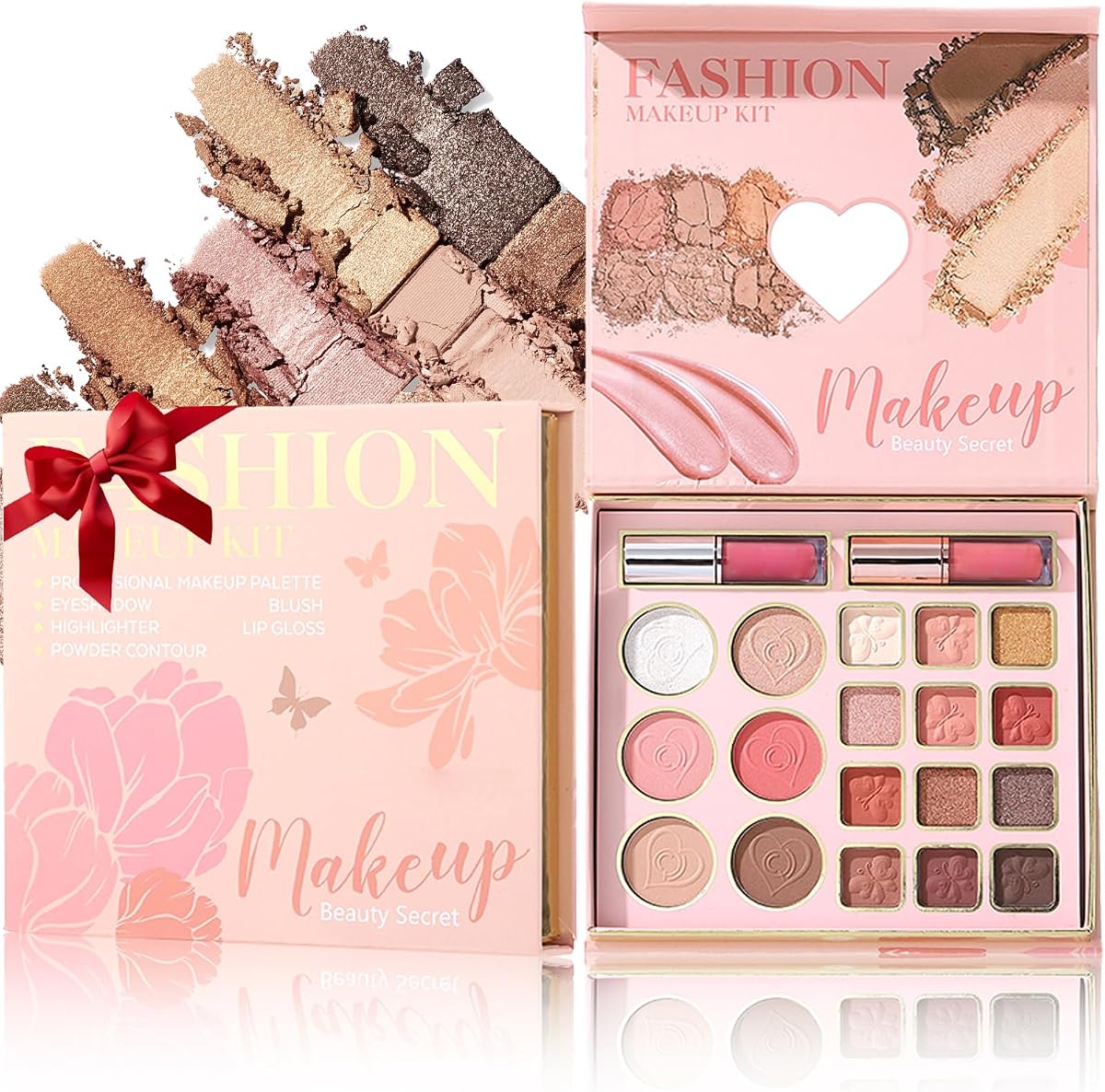 All In One Face Eyeshadow Palette,Waterproof Long Lasting Makeup Gift Set | All-in-1 palette with eyeshadow,contour,blush,highlighter&lip gloss,blendable long wear pigment,cosmetic gift kit for Women