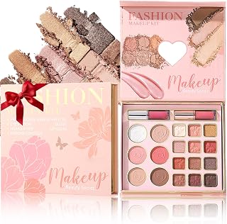 All In One Face Eyeshadow Palette,Waterproof Long Lasting Makeup Gift Set | All-in-1 palette with eyeshadow,contour,blush,highlighter&lip gloss,blendable long wear pigment,cosmetic gift kit for Women