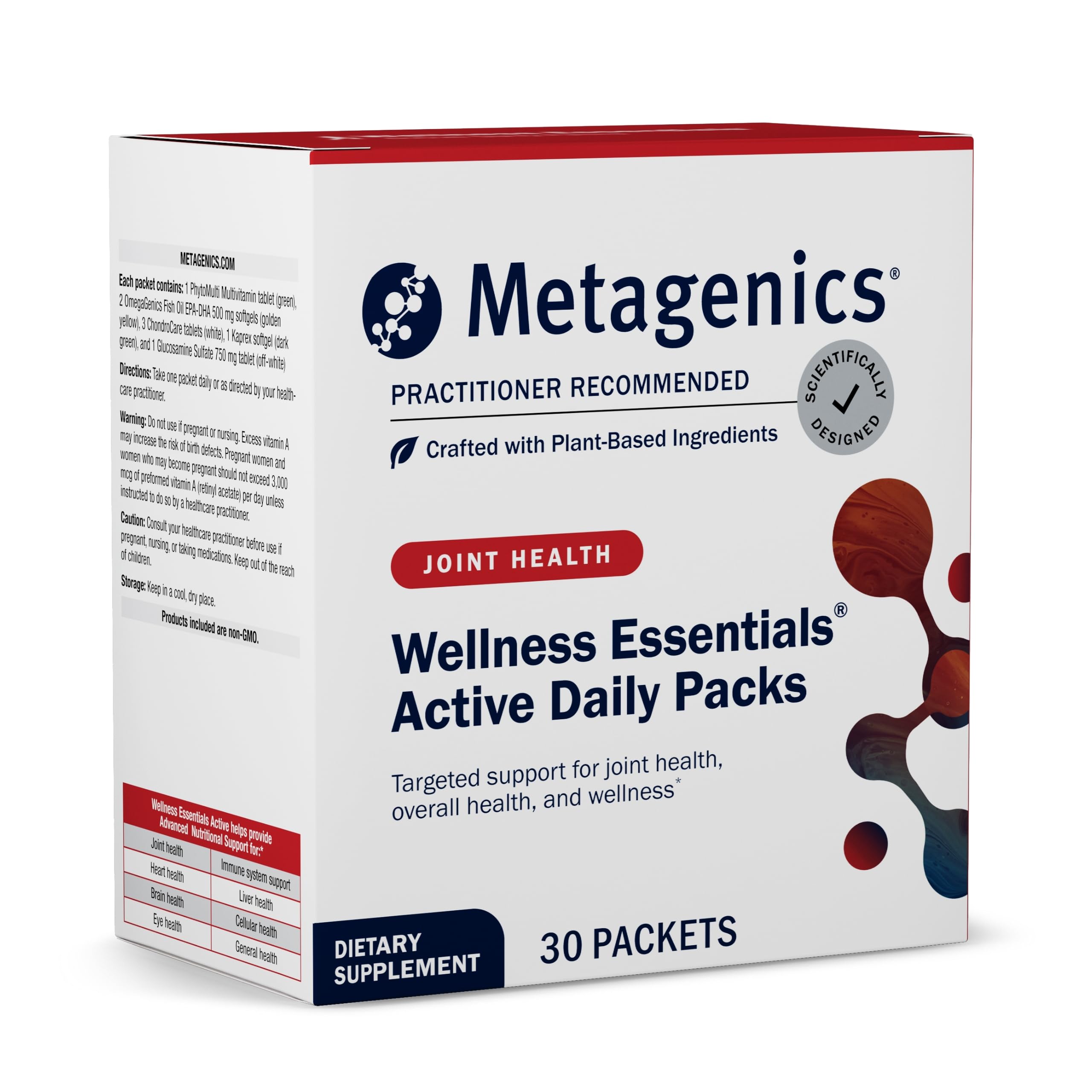 Wellness Essentials Active Daily Packs - with Glucosamine, Chondroitin, MSM, Magnesium, Vitamin C & Omega-3* - Supports Mobility, Cartilage & Bone Health* - 30 Packets