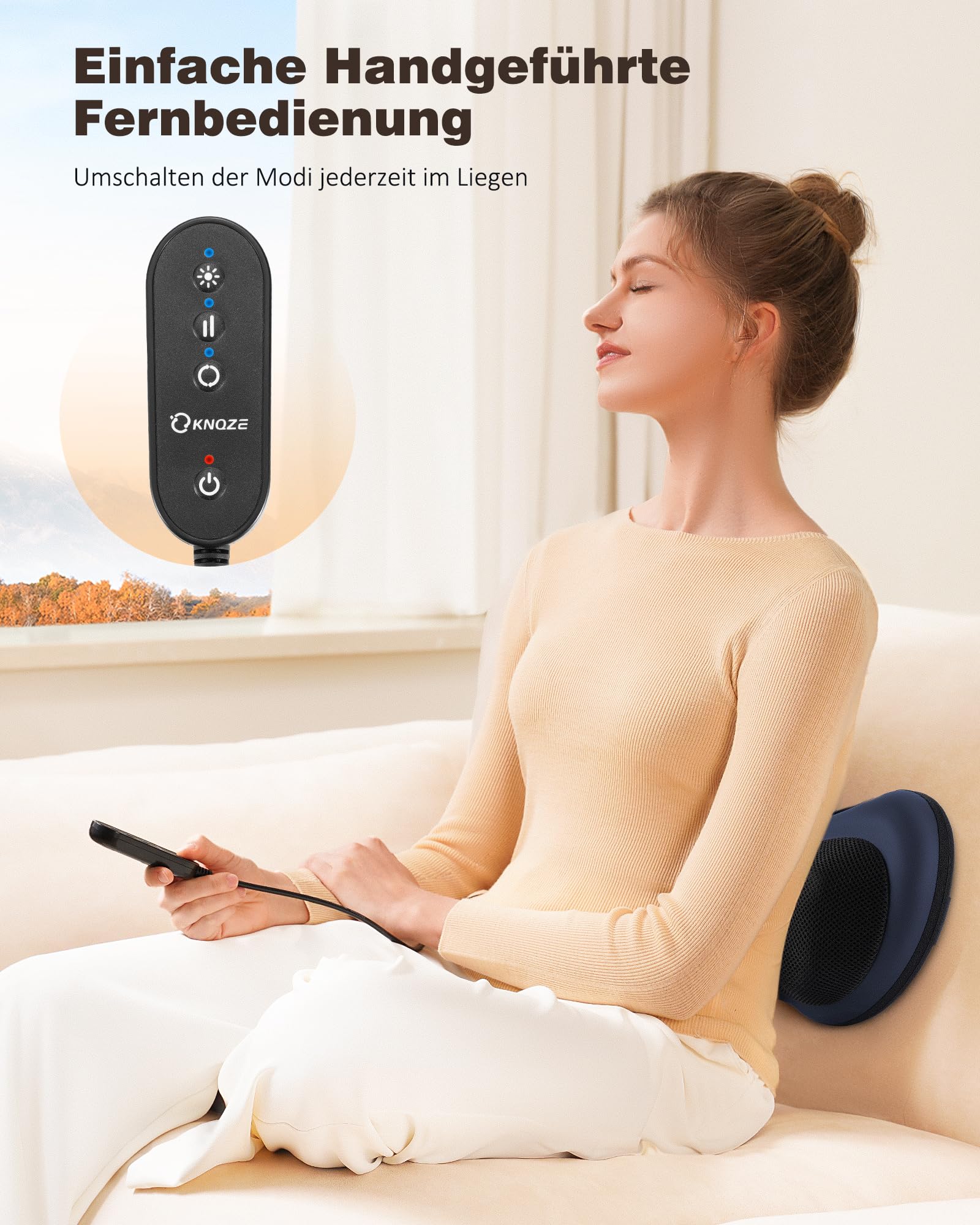 KNQZE Massaggiatore per collo con funzione di calore, massaggiatore Shiatsu con testine massaggianti rotanti 3D, cuscino massaggiante per collo, spalle e schiena, massaggiatore per la schiena, per