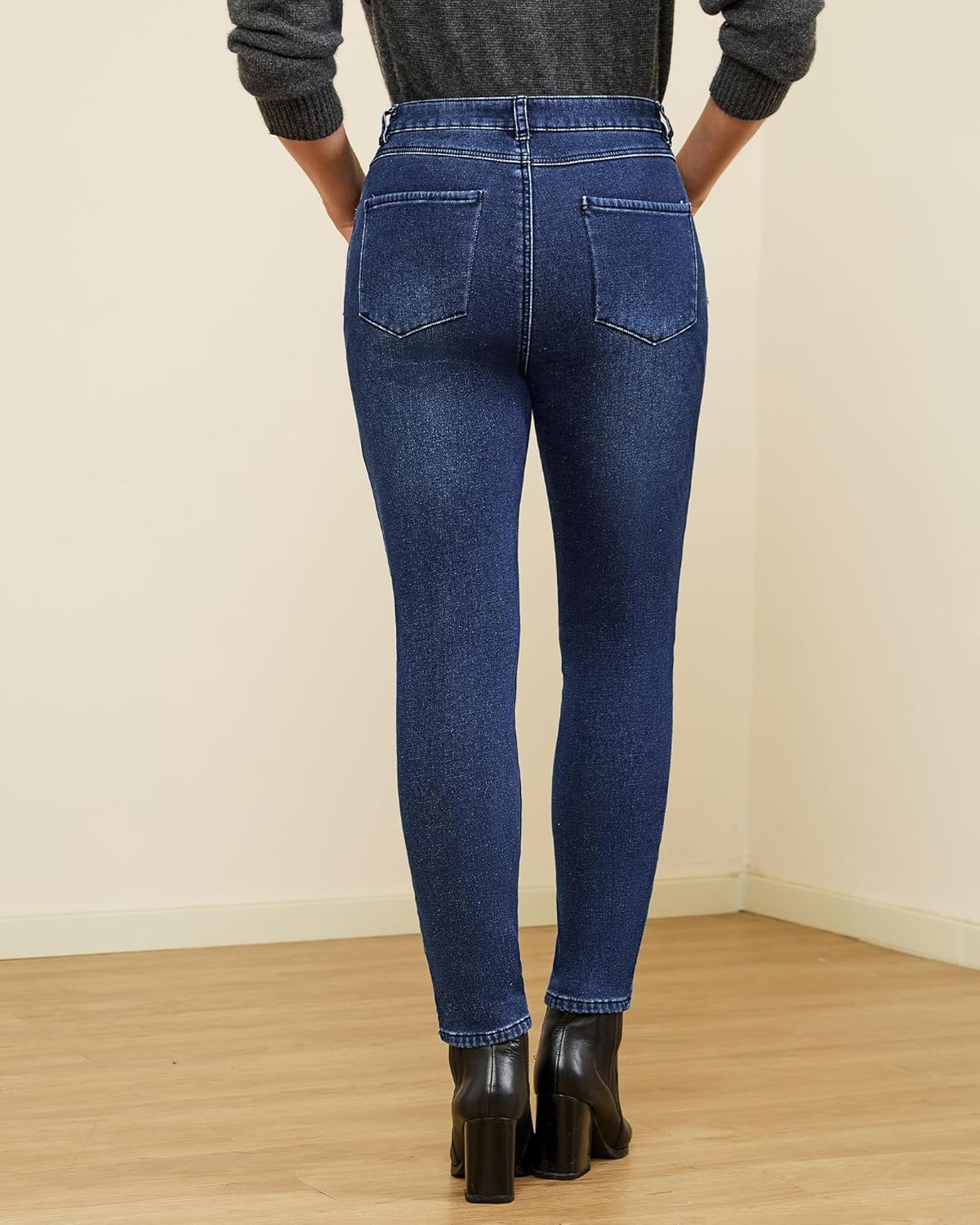 GRAPENT Fleece Lined Jeans for Women Trendy High Waisted Skinny Winter Stretchy Denim Pants Ankle Warm Thermal Jeggings - Image 5