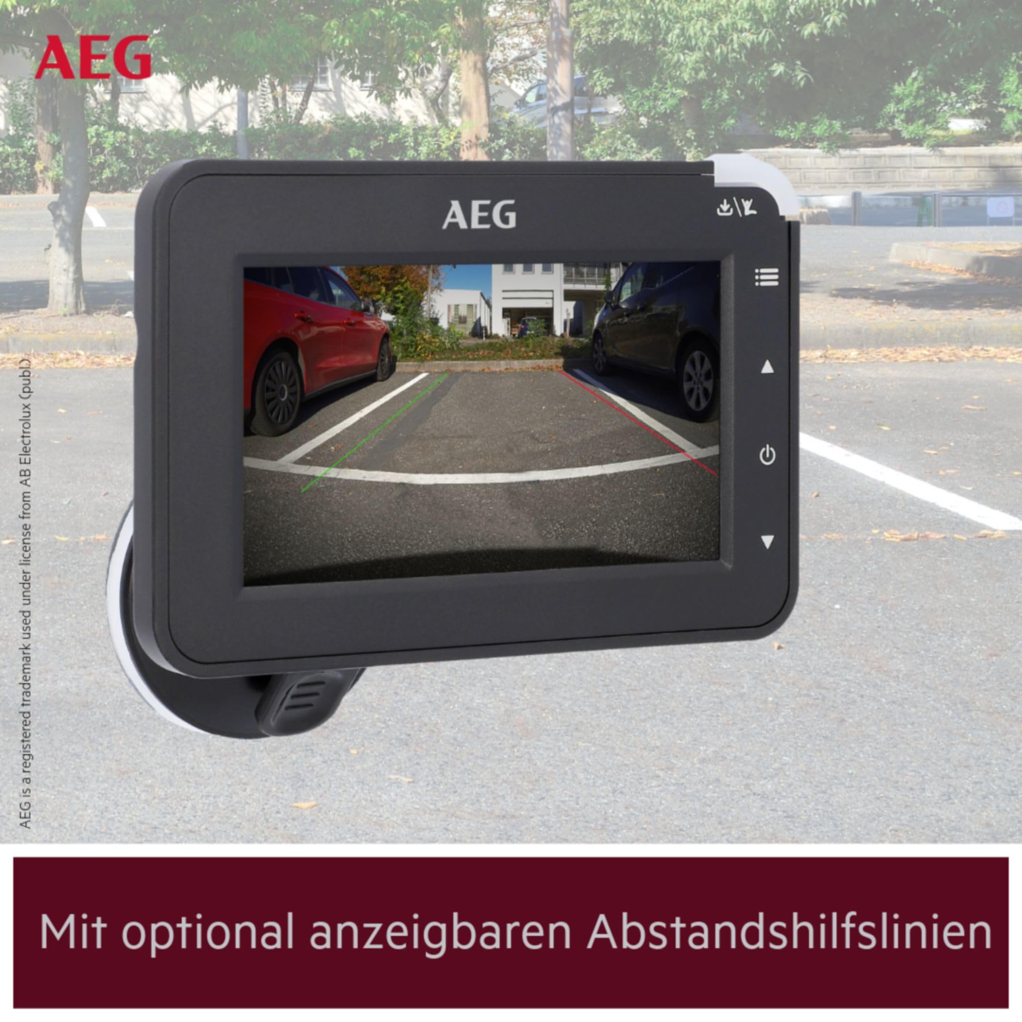 AEG Automotive - Telecamera di retromarcia a energia solare per camper 4.3 wireless digitale con trasmettitore radio LCD doppio schermo LCD impermeabile visione notturna