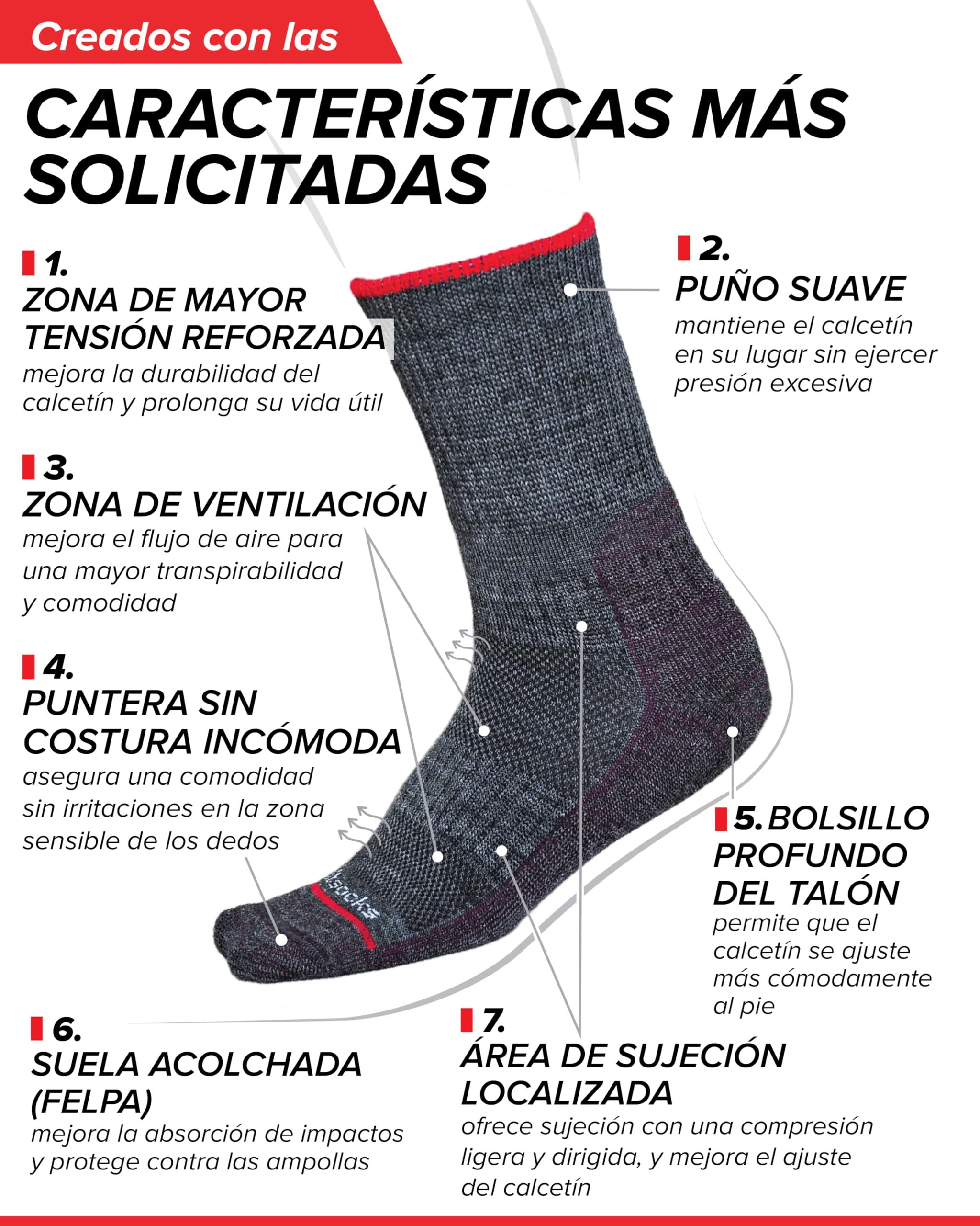 Calcetines Senderismo Lana Merino Antiampollas Hombre Trekking Invierno