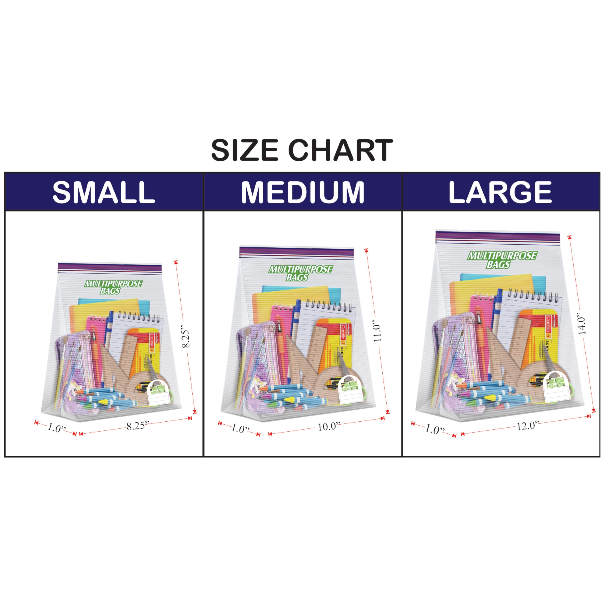 Shalimar Zip 'N' Slider (Press Fit) Bags|Combo Pack (Small+Medium+Large)|Pack of 45 Bags|Ziplock/Vegetable/Fruit/Fridge/Multi-Purpose Storage Bag|Reusable & Reclosable with Double Lock|Color-Natural 3