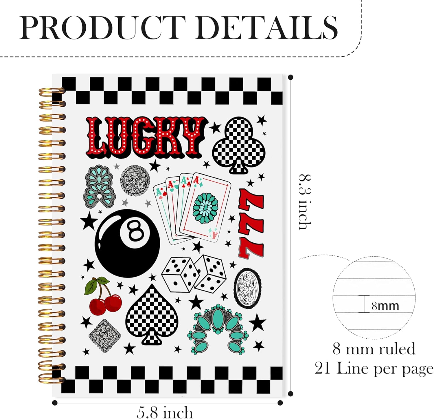 Vintage Western Notebook, Trendy Lucky 8 Ball Journal, Retro Cowboy Cowgirl Spiral Notebook, Western Office Supplies, Country Southwestern Journal for Women, 5.5x8.3 - Image 6