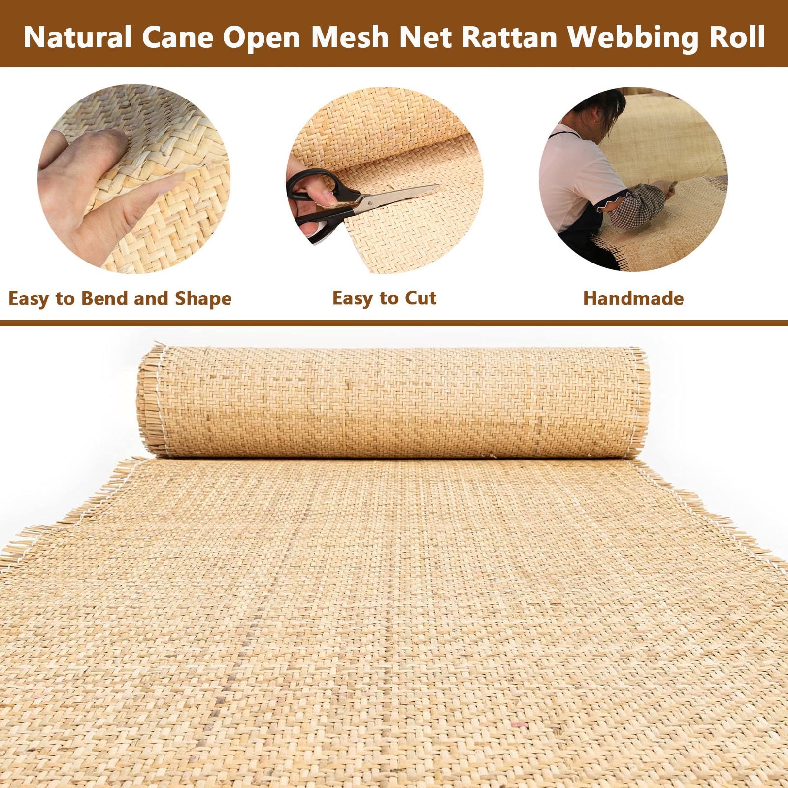 Natürliche Wiener Stroh-Rattan-Rolle, 35 x 200 cm, für Stühle und Möbel