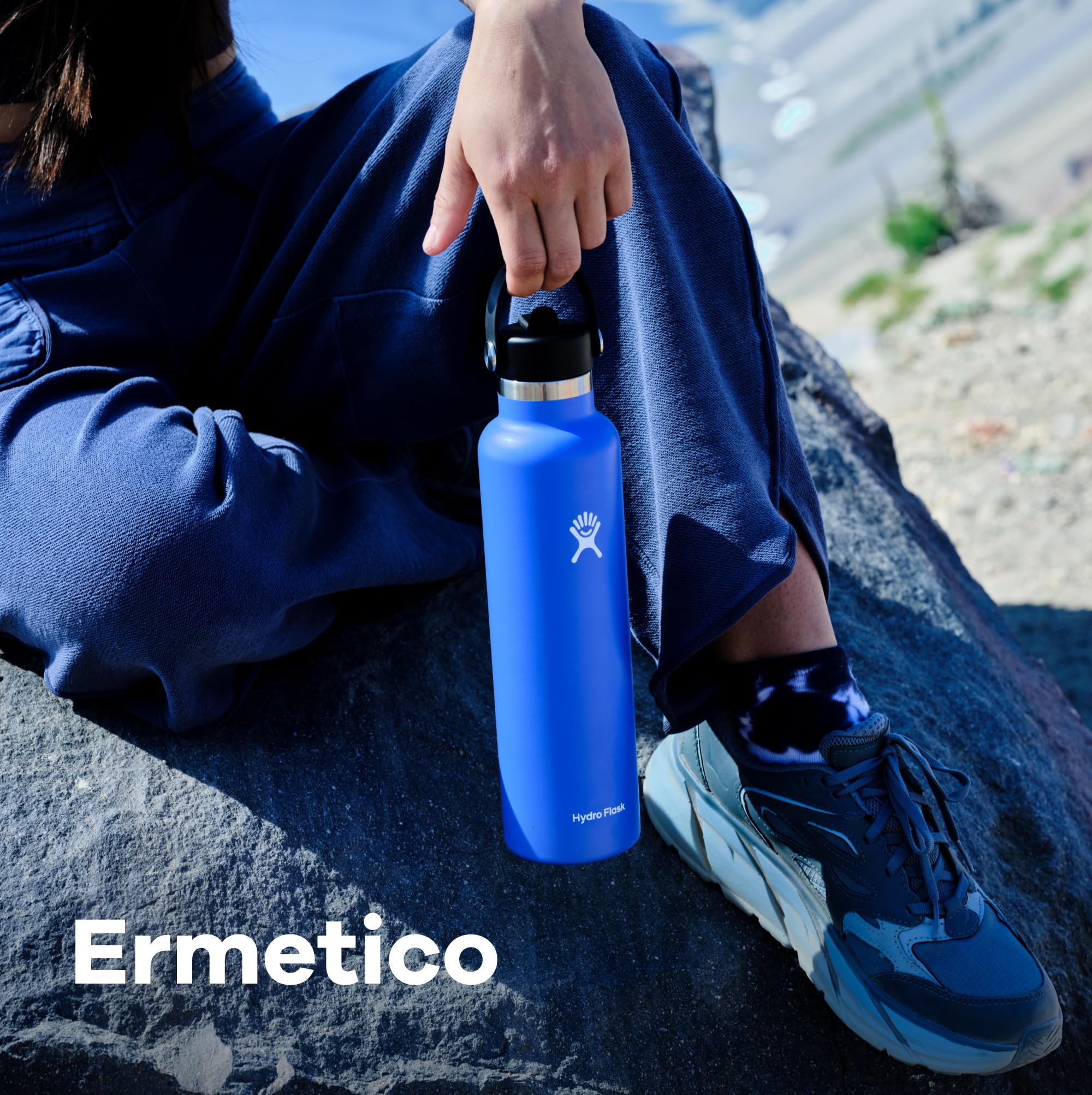 Hydro Flask - Standard Mouth - Bottiglia d'acqua da 621 ml (21 oz) - Acciaio inossidabile con isolamento sottovuoto e coperchio a cannuccia - Standard Mouth - White