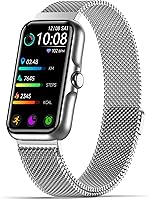 Sunorshop Silver Fitness Tracker Smart Watch: 24/7 Heart Rate, Blood Oxygen, Sleep Monitor, IP68 Waterproof, 24+ Sports Modes for Women Men