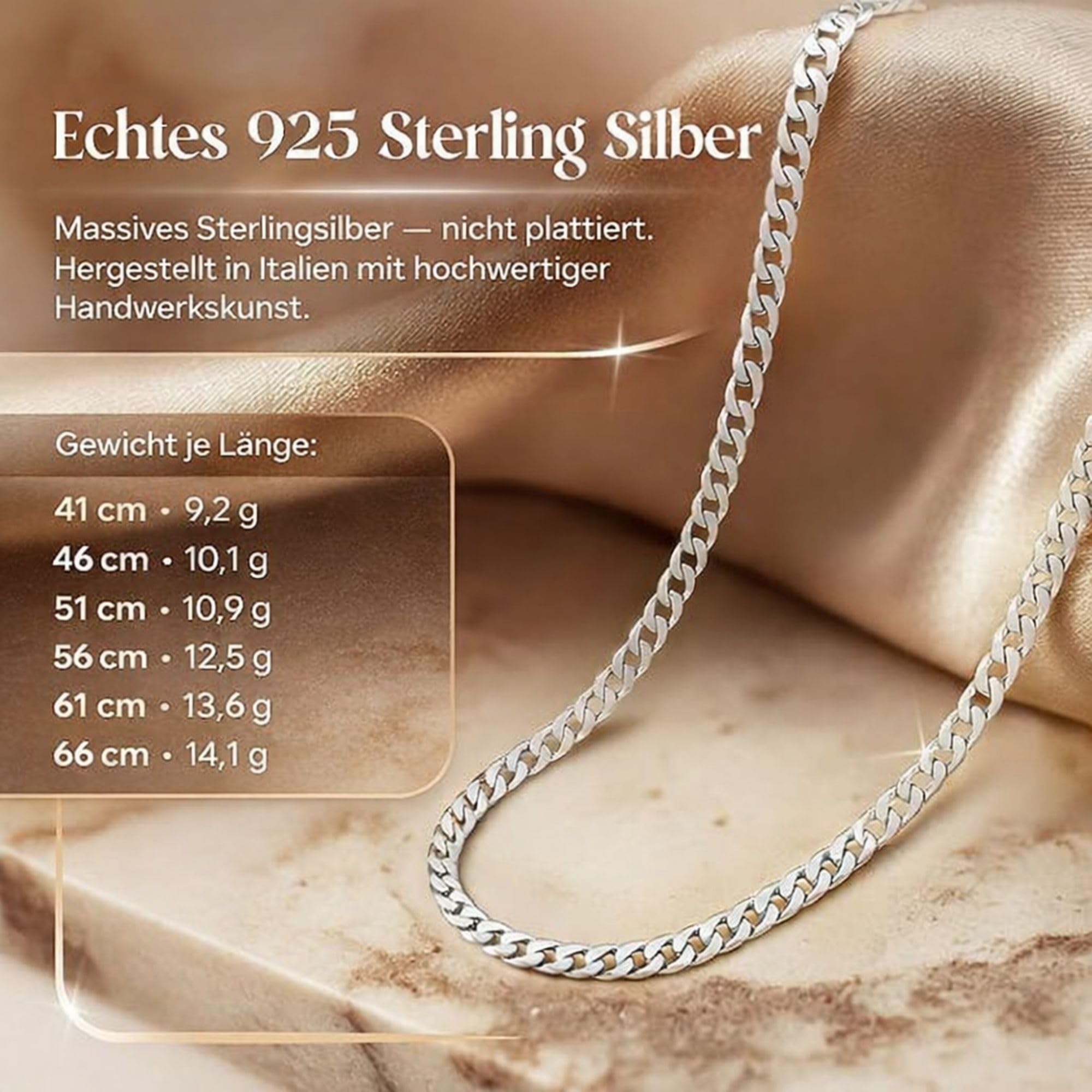 QUADRI - Kette Herren Silber | Silberkette 925 Silber - Halskette Herren