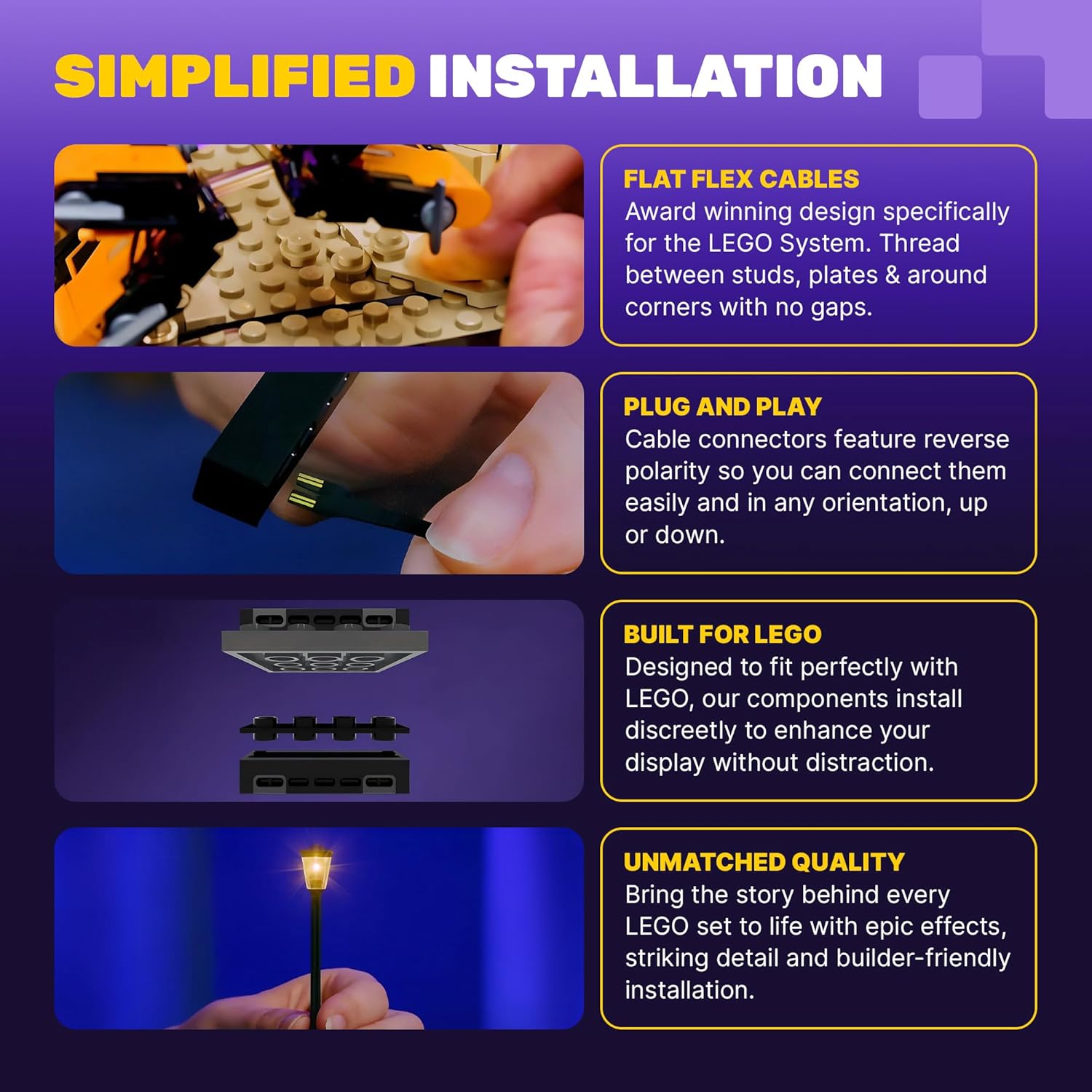 Simplified installation steps for Light My Bricks kit