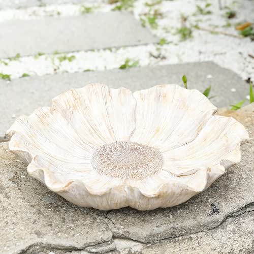 MUMTOP Bird Bath for Outdoors, Resin Garden Flower Birdbath Bowl