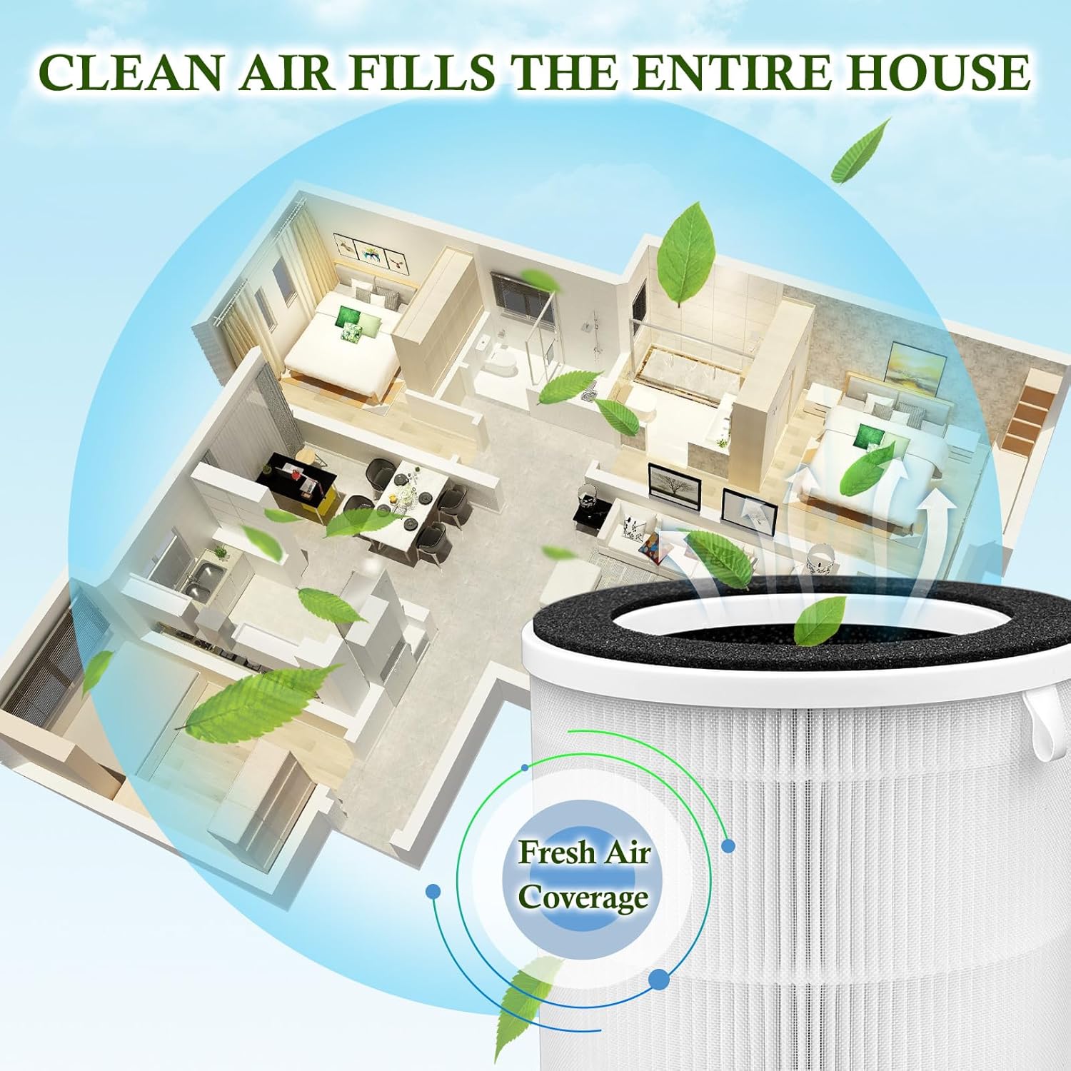 KQ-31 Air Filter Replacement for Air Purifier Compatible with Aucleia &AIRTOK& KQLKJ Air Purifiers Filter,Item model number:KQ-31 For iooo K31 Air Purifiers Filter(4-Pack) - Image 5