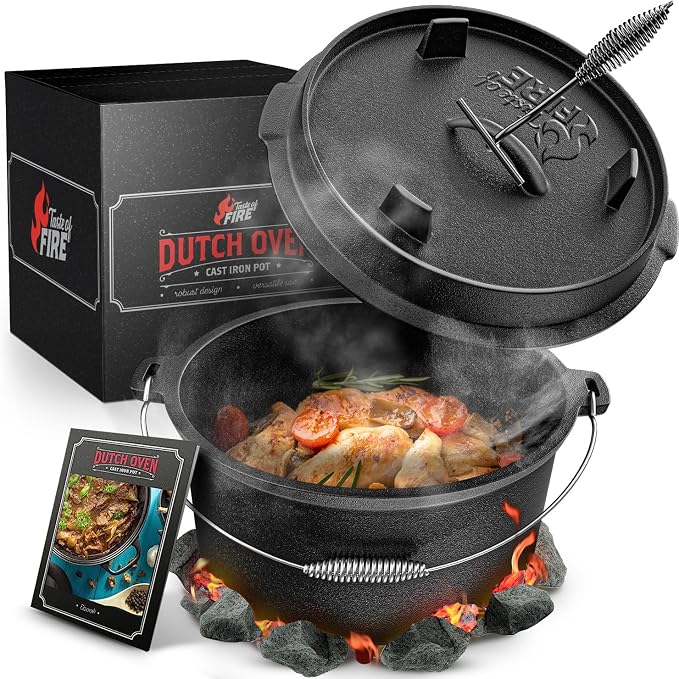 Horno Holandés Taste of Fire Original de Hierro Fundido 7.4L con Tapa/Sartén
